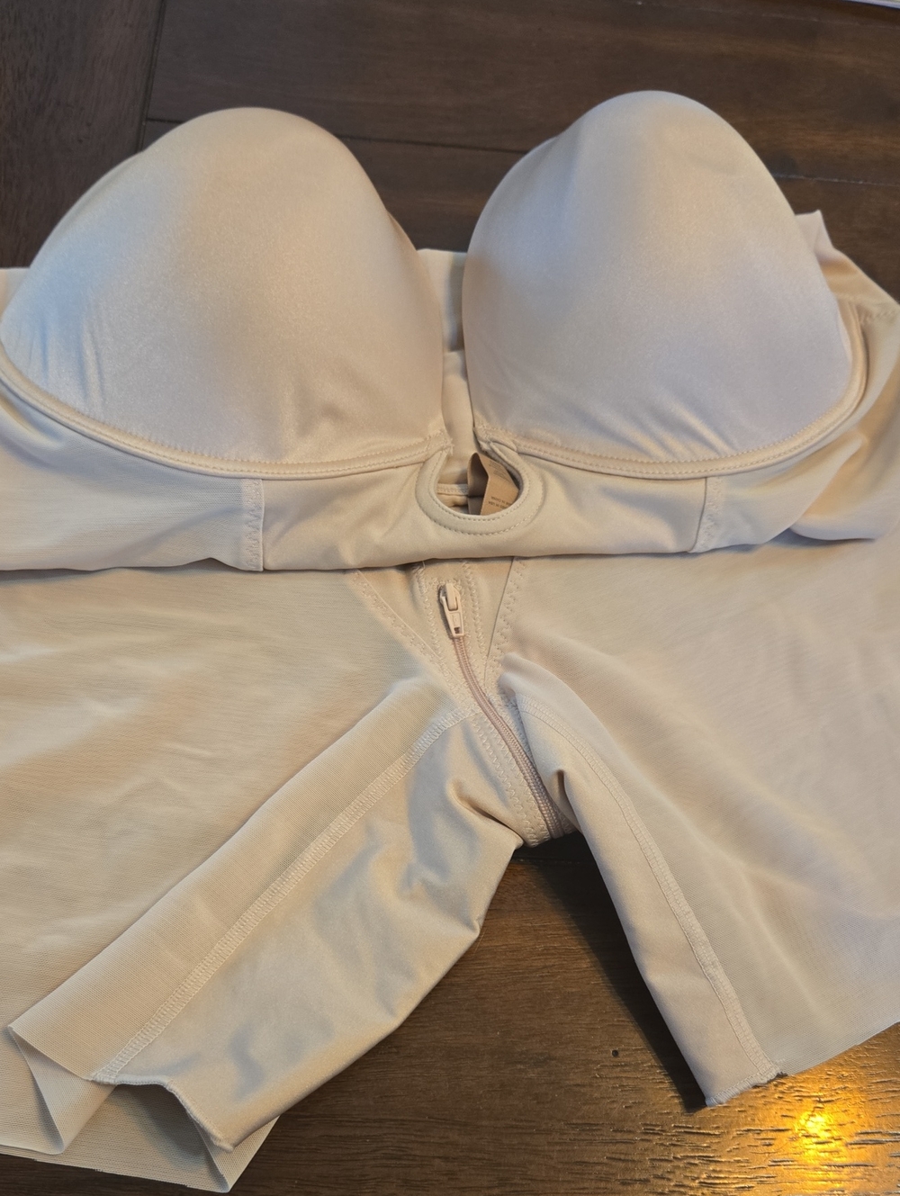 Strapless Nude Shapewear Bodysuit with Built-In Cups